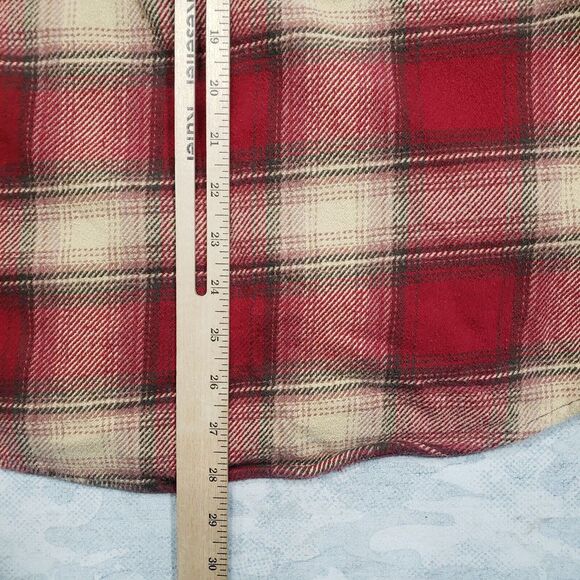 Orvis Flannel Shirt Mens Large Red Brown Checked Button Up Long Sleeve Outdoors - Picture 11 of 13